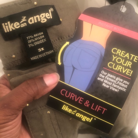 Like an Angel Olive Green Skinny Gold Studded Pant - Picture 4 of 6